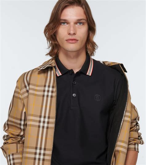 burberry poloogo|Cotton Polo Shirt in Black .